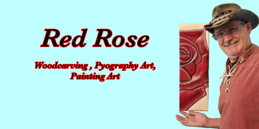 Red Rose wall art hand-carved and hand-painted true one of a kind artwork
